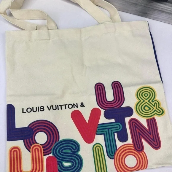 Louis Vuitton White and Blue Tote with Colorful Design - Picture 8 of 11